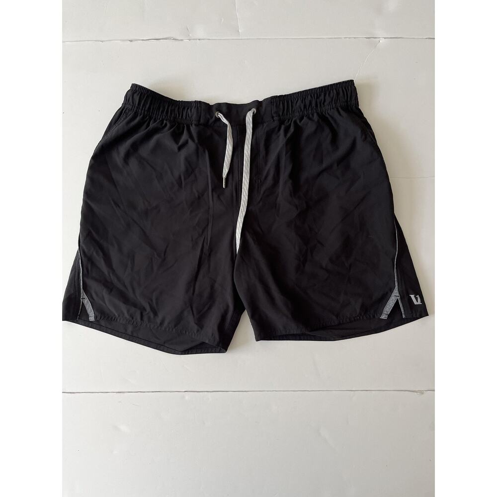 Vuori Shorts Mens L Black 8 Inseam Lined Reflective Running Gym Training Workout